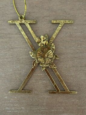 Gold Botanical Monogram Ornament “X”